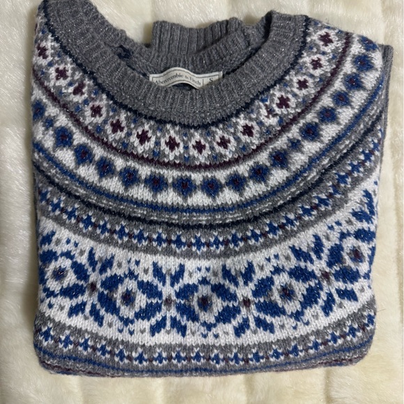 Abercrombie & Fitch Gray Nordic Pattern Crewneck Sweater size S - Picture 10 of 10